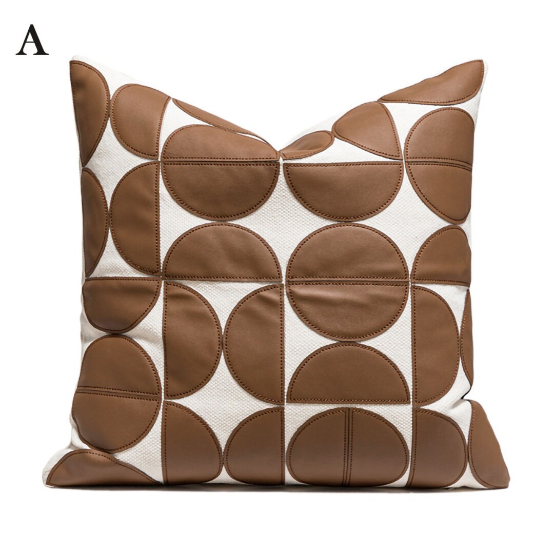 Modern Artificial Leather Cushion Cover Geometric Decorative Etsy