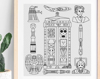 Doctor Who Themed Blackwork Pattern (Digital Download)