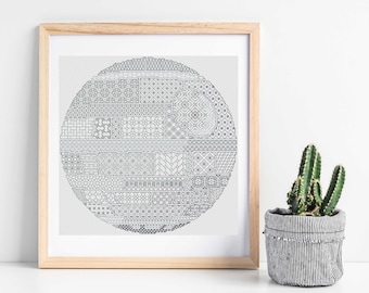 Death Star Blackwork Pattern (Digital Download)