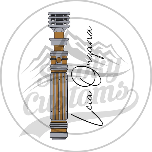 Leia Organa Hand Drawn Lightsaber Colored | Ready to cut and print [SVG, PNG, JPG]