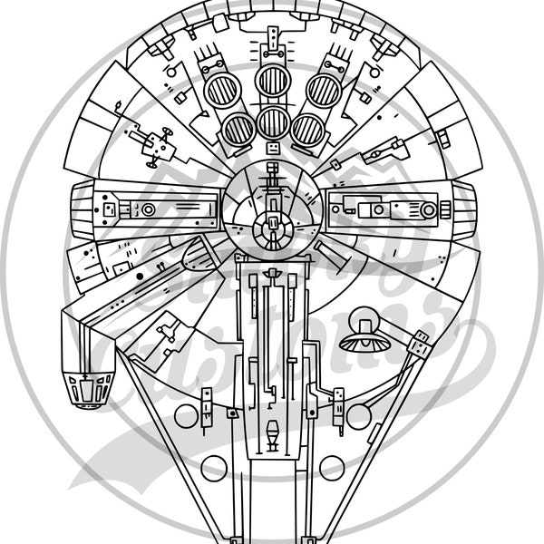 Millennium Falcon Hand Drawn | Ready to cut and print [SVG, PNG, JPG]