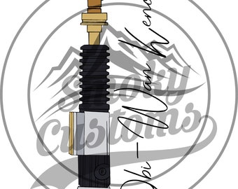 Obi-Wan Kenobi Handgezeichnetes Lichtschwert [Farbig] | Fertig zum Schneiden und Drucken [SVG, PNG, JPG]