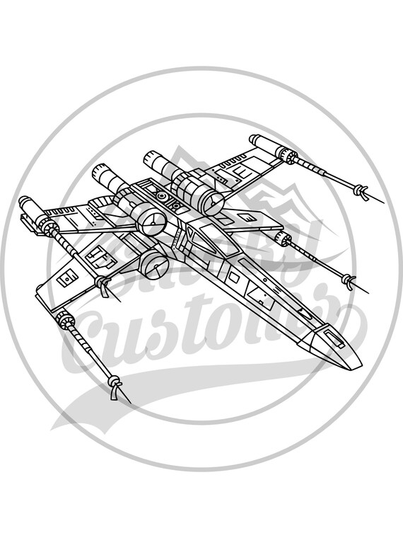 x wing hand drawn ready to cut and print svg png jpg etsy