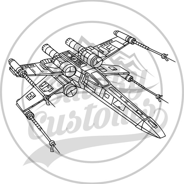 X-Wing Hand Drawn | Ready to cut and print [SVG, PNG, JPG]