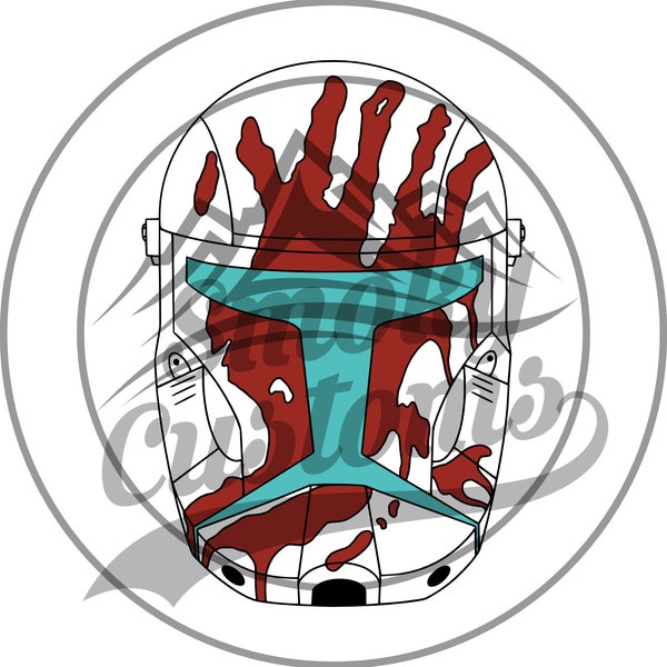 Sev Clone Commando Hand Drawn Helmet [Colored] | Ready to cut and print [SVG, PNG, JPG]