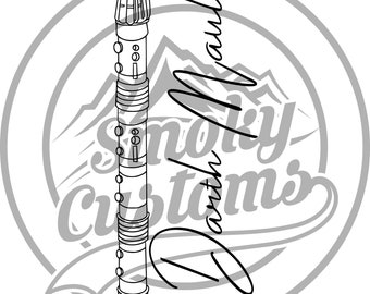 Darth Maul Hand Drawn Lightsaber | Ready to cut and print [SVG, PNG, JPG]