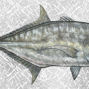 Ulua (Giant Trevally) Gyotaku print