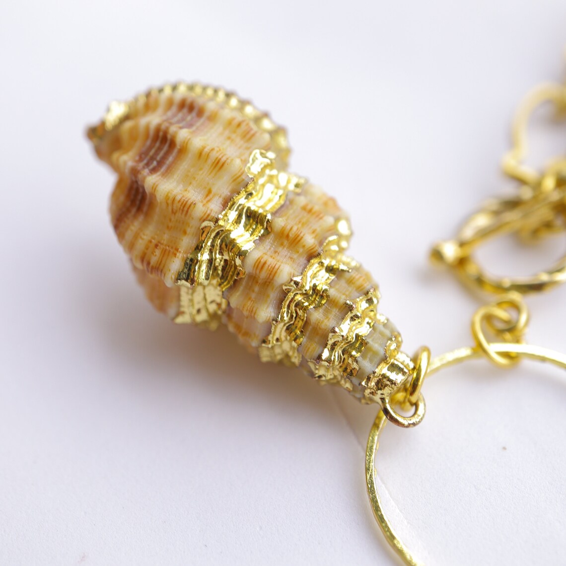 Snail shell pendant sea snail with 24K goldplated necklace Etsy