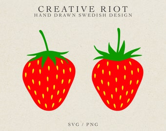 Strawberry SVG – Hand Drawn Fruit Clipart, Commercial Use (Digital Download)