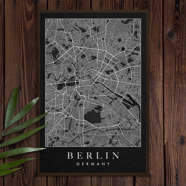 BERLIN MAP POSTER - City Map, Wall Art, Germany Map, Printable Wall Art, Wall Decor, Gift, Png Jpg, Instant Download, Printable Poster