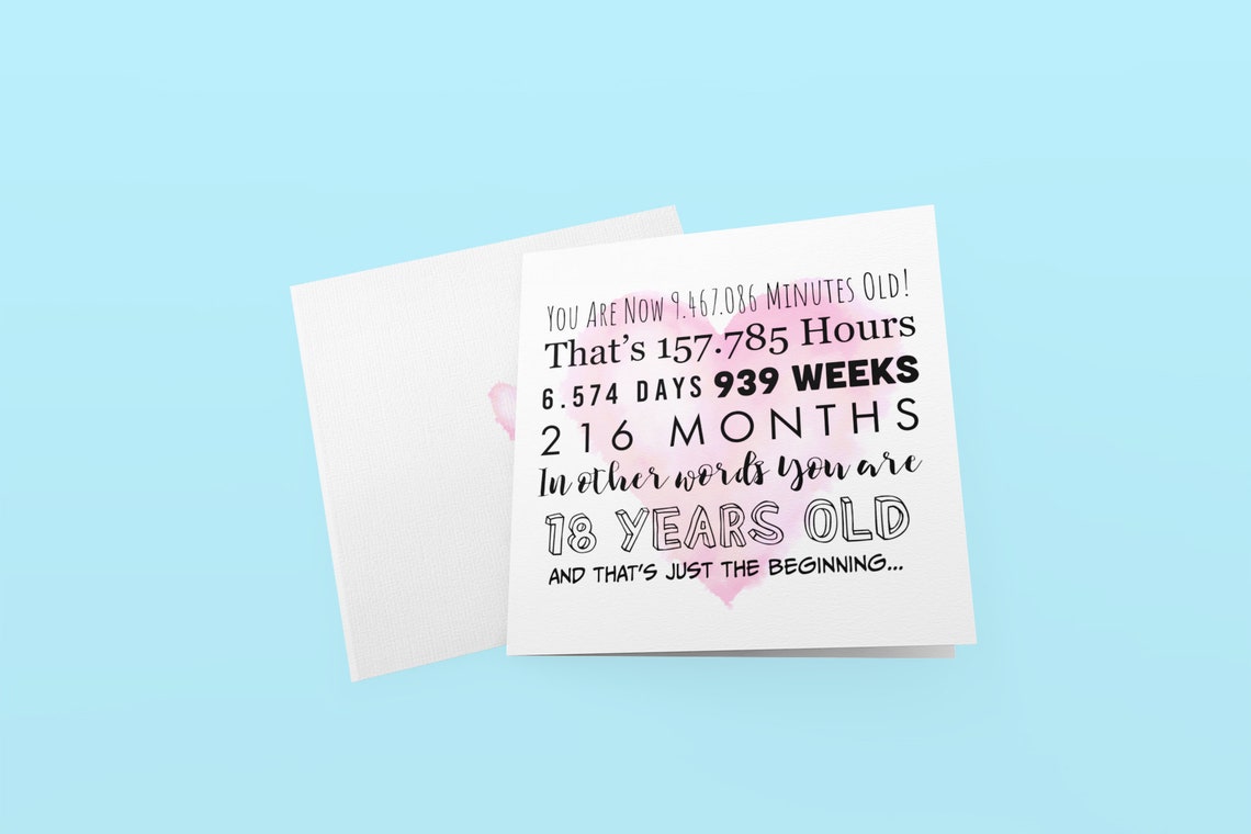 18th BIRTHDAY CARD Printable Birthday Card 18th Birthday - Etsy