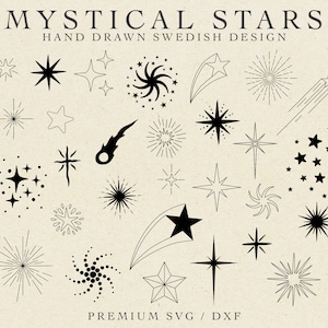 MYSTICAL STARS SVG - Commercial Use Svg, Stars Clipart, Cricut Stars Svg, Celestial Svg, Star Svg, Star Dxf File, Astral Svg, Boho Stars Svg