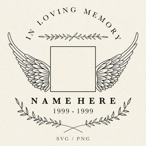 DANS LA MÉMOIRE AMOURANTE - Memorial SVG, Angel SVG, Funérailles SVG, Utilisation commerciale SVG, Cricut Memorial, Loved One Png, Loss SVG, Faith SVG