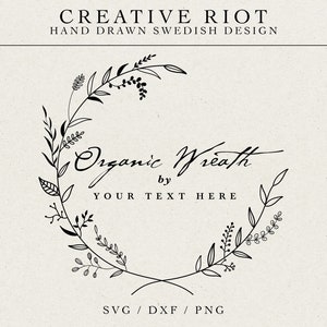 ORGANIC Wreath SVG - Commercial Use Svg, Farmhouse Svg, Monogram Svg, Wedding Svg, Floral Wreath Svg, Laurel Wreath Svg, Logo Svg