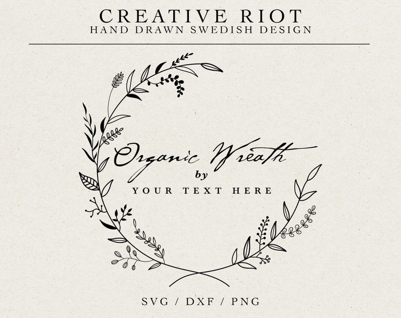 ORGANIC Wreath SVG - Commercial Use Svg, Farmhouse Svg, Monogram Svg, Wedding Svg, Floral Wreath Svg, Laurel Wreath Svg, Logo Svg 