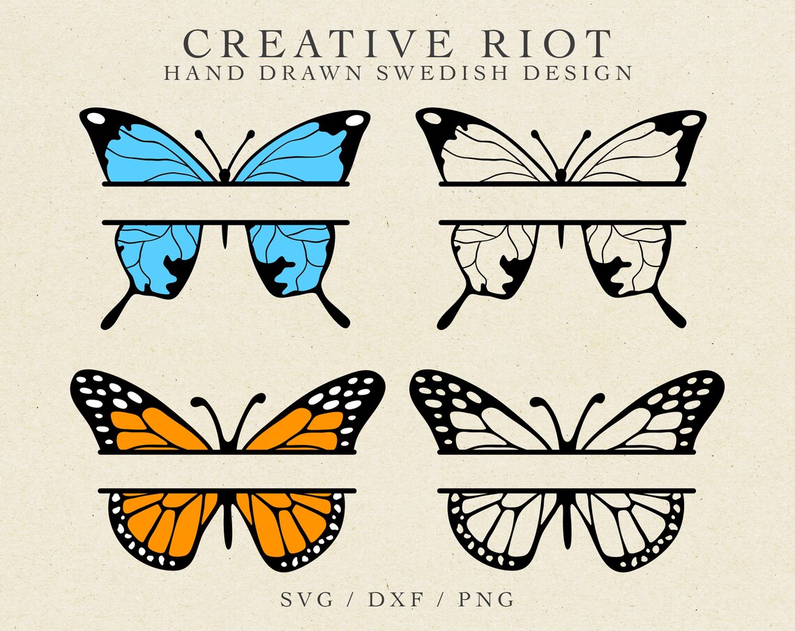BUTTERFLY MONOGRAM SVG Butterfly Split Monogram Commercial - Etsy