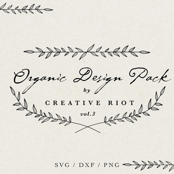 ORGANIC DESIGN PACK 3 - Commercial Use Svg, Wreath Svg, Divider Svg, Frame Svg, Farmhouse Svg, Laurel Wreath Svg, Laurel Svg, Cricut Design