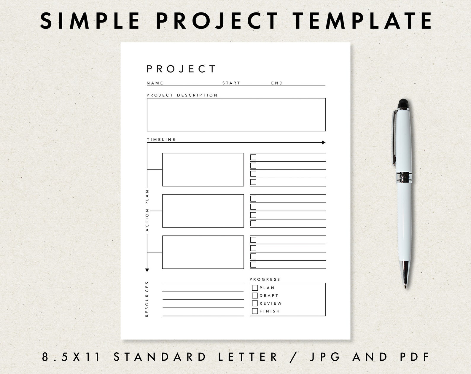 PROJECT PLANNER Simple Project to Do List Printable | Etsy