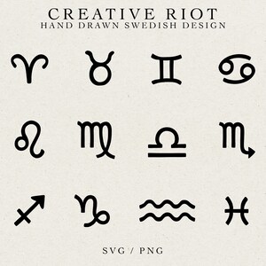 ZODIAC SIGNS SVG - Zodiac Bundle, Commercial Use Svg, Cricut Cut File, Vinyl Svg, Astrology Svg, Celestial Png, Birth Sign Svg