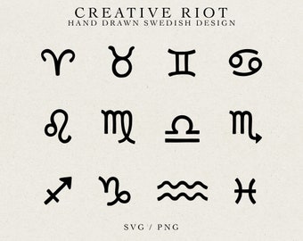 Zodiac Signs SVG Bundle – Celestial Astrology Graphics (Commercial Use)