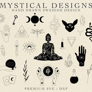 MYSTICAL DESIGNS SVG - Spiritual Svg, Chrystal Svg, Witch Svg, Wicca Svg File, Occult Clipart, Celestial Svg, Pyramid Svg, Moon Svg