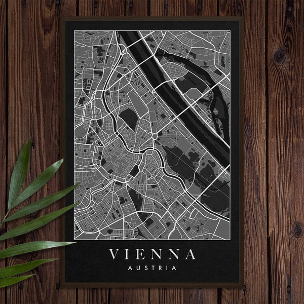 VIENNA MAP POSTER - City Map, Wall Art, Austria Map, Printable Wall Art, Wall Decor, Gift, Png Jpg, Instant Download, Printable Poster