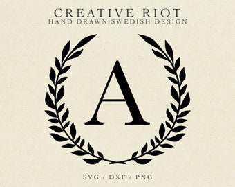 WREATH ALPHABET SVG - Laurel Wreath Svg, Laurel Letters Svg, Wreath Alphabet Svg, Commercial Use Svg, Monogram Alphabet, Initial Monogram