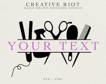 HAIRDRESSER MONOGRAM SVG - Svg Bundle, Commercial Use Svg, Cricut Cut File, Makeup Svg, Instant Download, Hairdresser Name