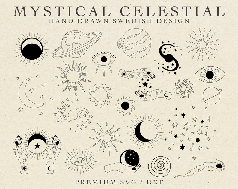 Universe Svg Star Dxf File Celestial Svg Astral Svg Stars Bundle Svg Space Svg MYSTICAL CELESTIAL SVG Hands Moon Svg Boho Stars Svg