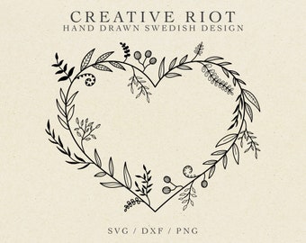 FLORAL HEART SVG - Commercial Use Svg, Heart Cut File, Cricut Heart Svg, Floral Logo Svg, Heart Logo Svg, Farmhouse Svg, Love Svg, Heart Png