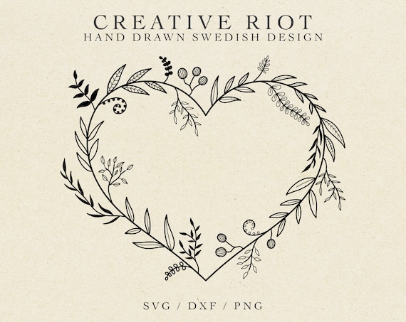FLORAL HEART SVG - Commercial Use Svg, Heart Cut File, Cricut Heart Svg, Floral Logo Svg, Heart Logo Svg, Farmhouse Svg, Love Svg, Heart Png