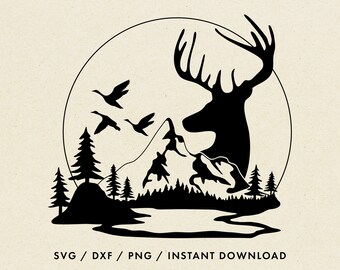 MOUNTAIN WILDLIFE SVG - Hunting Svg, Commercial Use Svg, Deer Svg File, Duck Hunting Svg, Deer Hunting Svg, Hunting Clipart, Hunting Png