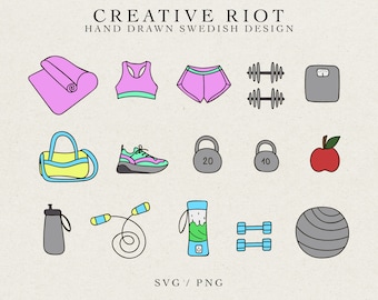 Fitness Icon SVG Bundle – Gym & Workout Graphics (Commercial Use)