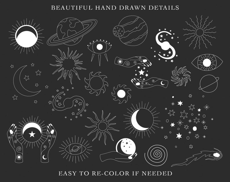 Universe Svg Star Dxf File Celestial Svg Astral Svg Stars Bundle Svg Space Svg MYSTICAL CELESTIAL SVG Hands Moon Svg Boho Stars Svg