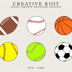 BALL BUNDLE SVG - Sport Bundle, Commercial Use Svg, Cricut Cut File, Instant Download, Football Tennis Softball, Baseball Basketball Soccer