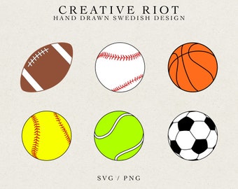 BALL BUNDLE SVG - Sport Bundle, Commercial Use Svg, Cricut Cut File, Instant Download, Football Tennis Softball, Baseball Basketball Soccer