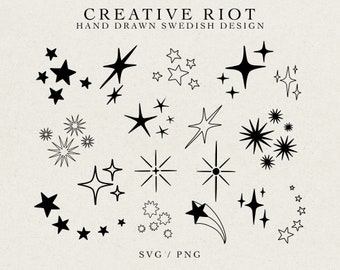 STAR GLITTER SVG - Sparkle Bundle, Commercial Use Svg, Hand Drawn, Cricut Cut File, Glimmer Stars, Spark Bundle Svg, Celestial Print