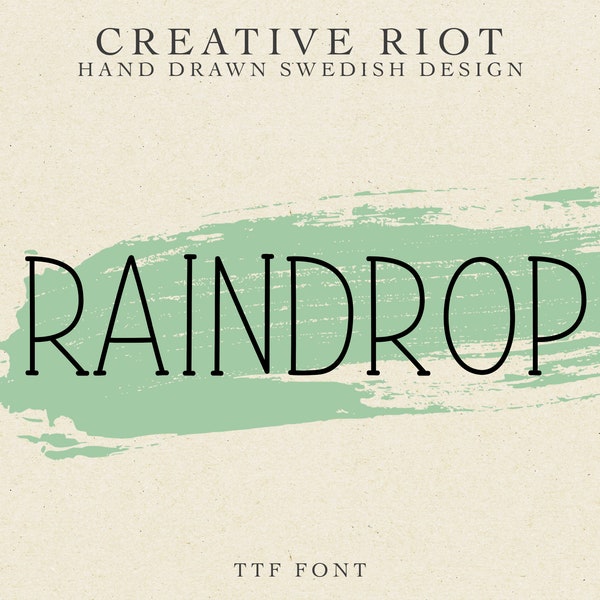 RAINDROP FONT - Premium Font, Hand Drawn Tff, Font For Cricut, Playful Font, Farmhouse Font, Yoga Font, Fun Font, Coffee Font