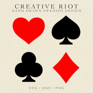 CARD SUITS SVG - Svg de cartes à jouer, Poker Svg, Svg à usage commercial, Svg de clubs, Svg de diamants, Svg de pique, Svg de symboles de carte, fichier de coupe de cartes