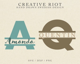 Split Monogram Alphabet SVG - Initial Letter Font (Digital Download)