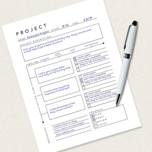PROJECT PLANNER Simple Project, to Do List, Printable Instant Download ...