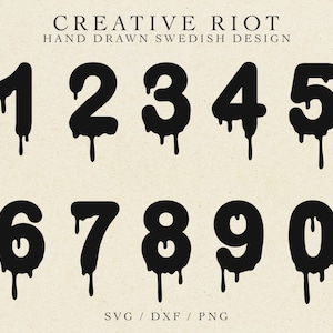 Dripping Numbers SVG – Drip Font, Commercial Use (digital Download ...