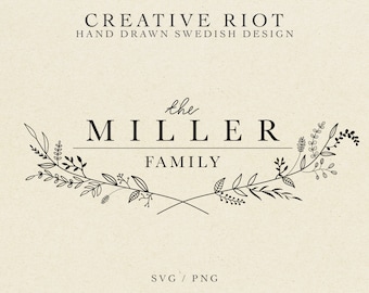 FAMILY FRAME 3 SVG - Farmhouse Svg, Commercial Use Svg, Cricut Family Name, Wreath Monogram Svg, Family Wreath, Frame Svg File