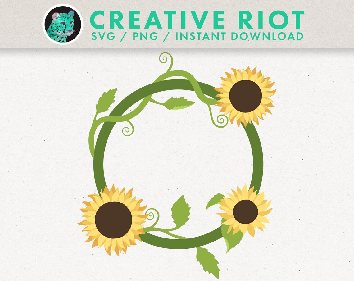 SUNFLOWER WREATH SVG Sunflower Svg Floral Wreath Svg | Etsy