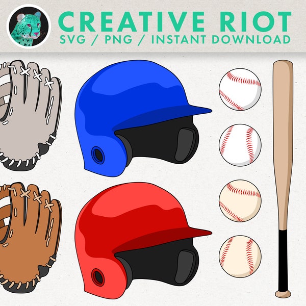 BASEBALL GEAR SVG - Baseball Svg, Commercial Use Svg, Cricut Baseball Svg, Baseball Bat Svg, Baseball Glove Svg, Baseball Helmet Svg