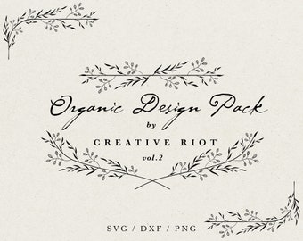 ORGANIC DESIGN PACK 2 - Commercial Use Svg, Wreath Svg, Divider Svg, Frame Svg, Farmhouse Svg, Laurel Wreath Svg, Laurel Svg