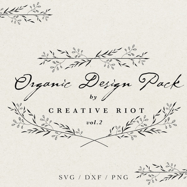 ORGANIC DESIGN PACK 2 - Commercial Use Svg, Wreath Svg, Divider Svg, Frame Svg, Farmhouse Svg, Laurel Wreath Svg, Laurel Svg