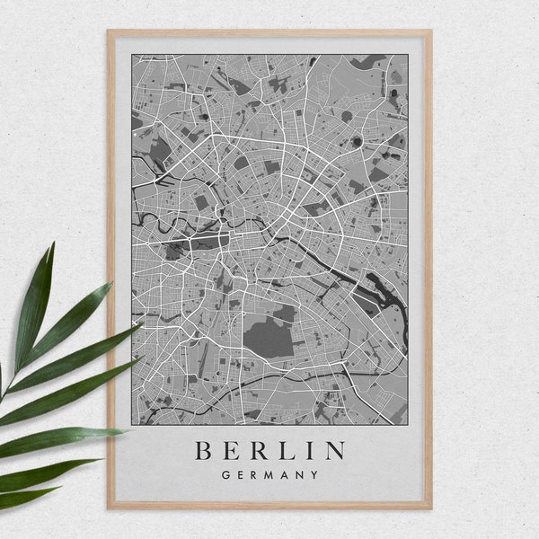 BERLIN MAP POSTER - City Map, Wall Art, Germany Map, Printable Wall Art, Wall Decor, Gift, Png Jpg, Instant Download, Printable Poster