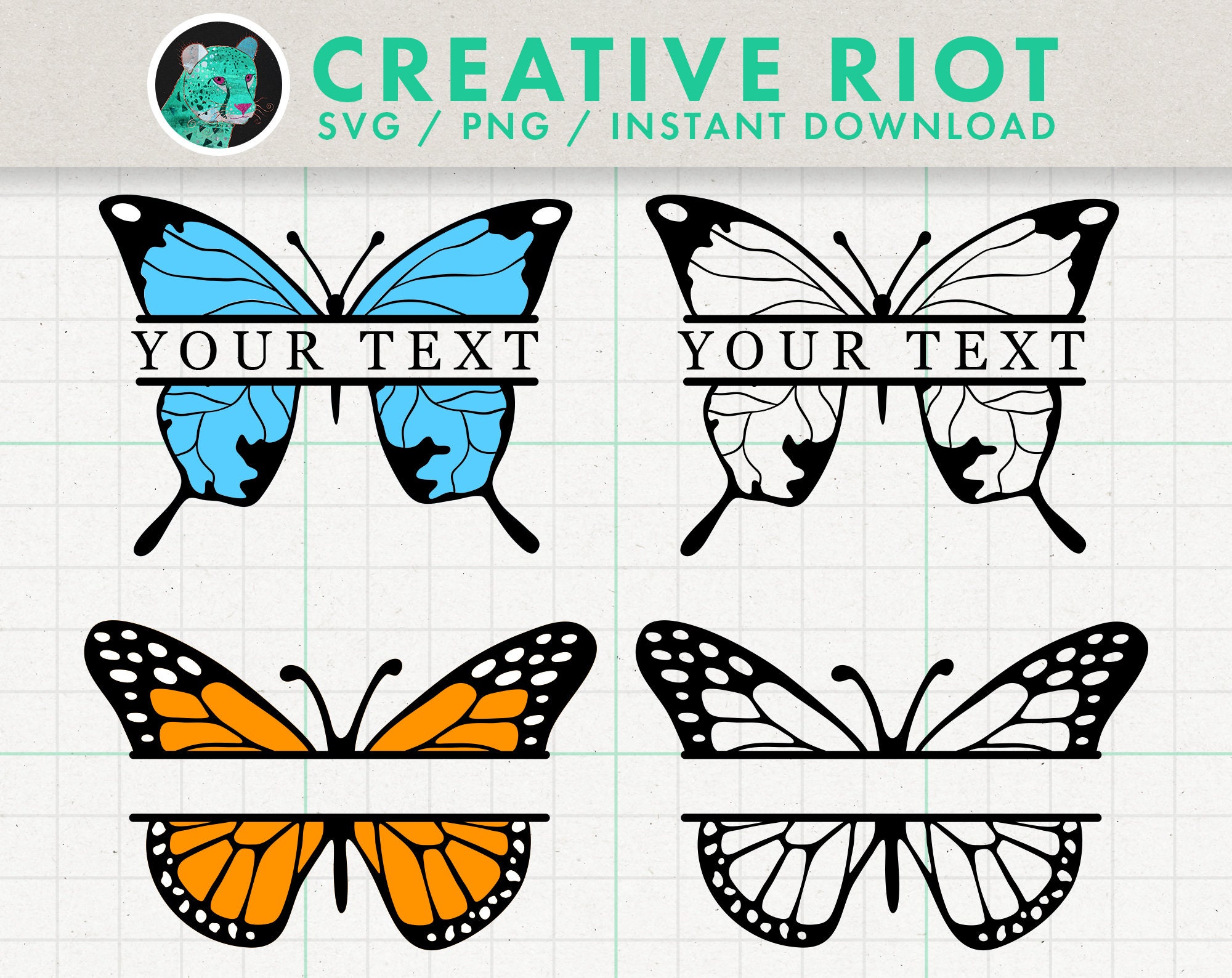 BUTTERFLY MONOGRAM SVG Butterfly Split Monogram Butterfly | Etsy