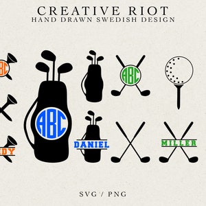 GOLF MONOGRAM BUNDLE - Golf Svg, Split Monogram, Cricut Cut File, Circle Monogram, Golf Vinyl, Commercial Use Svg, Royalty Free Svg